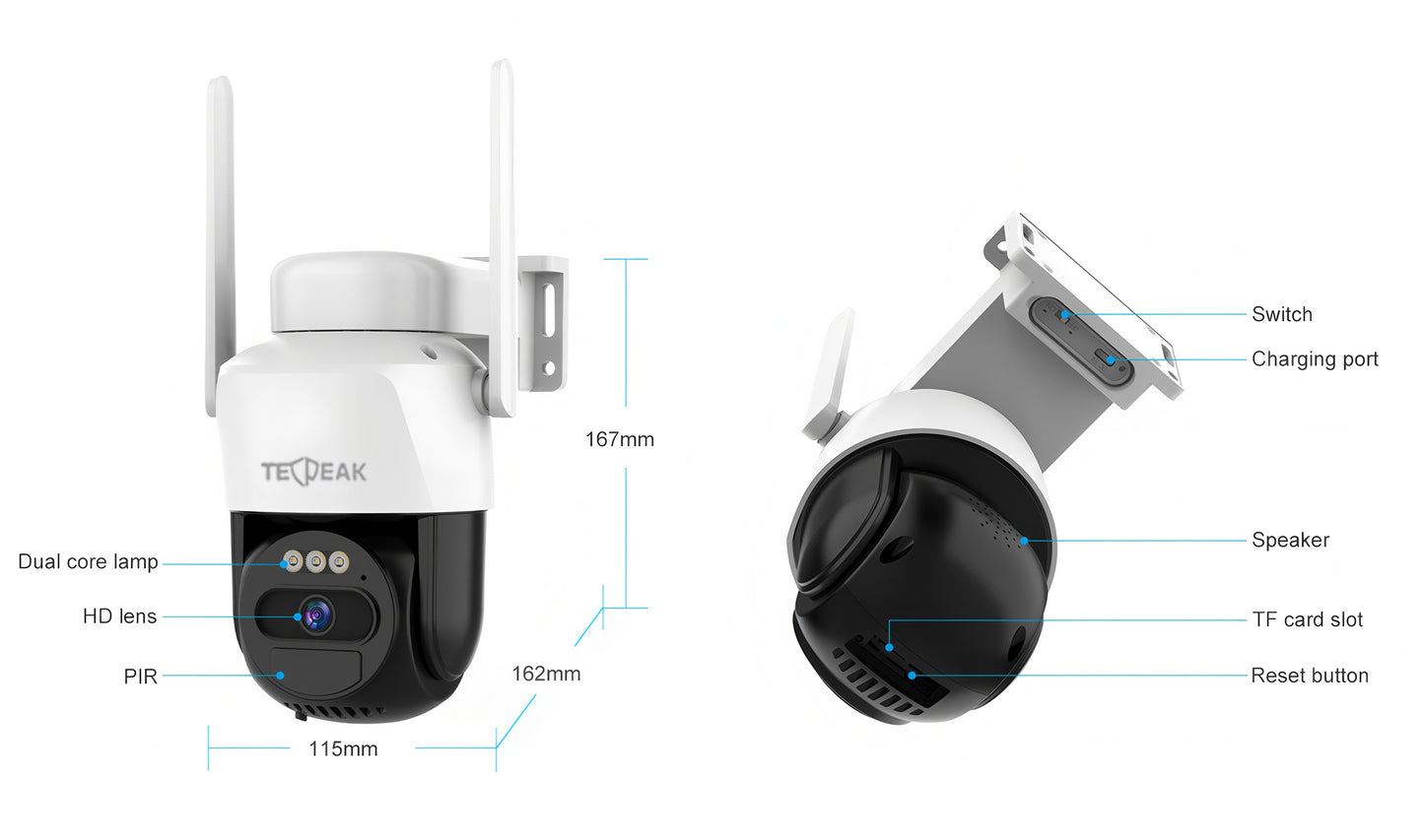 Cámara Exterior Solar con Batería y Panel Solar O10